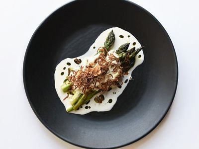 <a href="https://everout.com/portland/locations/canard/l19848/">Canard</a>'s elegant asparagus with horseradish cream, gribiche, green garlic, and shallot captures the flavors of the season.