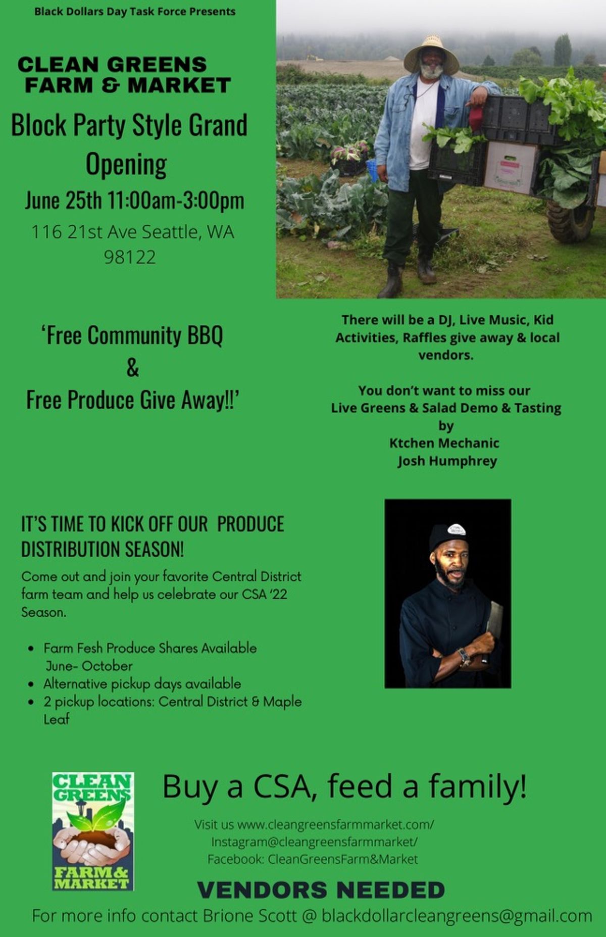 Block Party Grand Opening at Clean Greens Farm and Market in Seattle