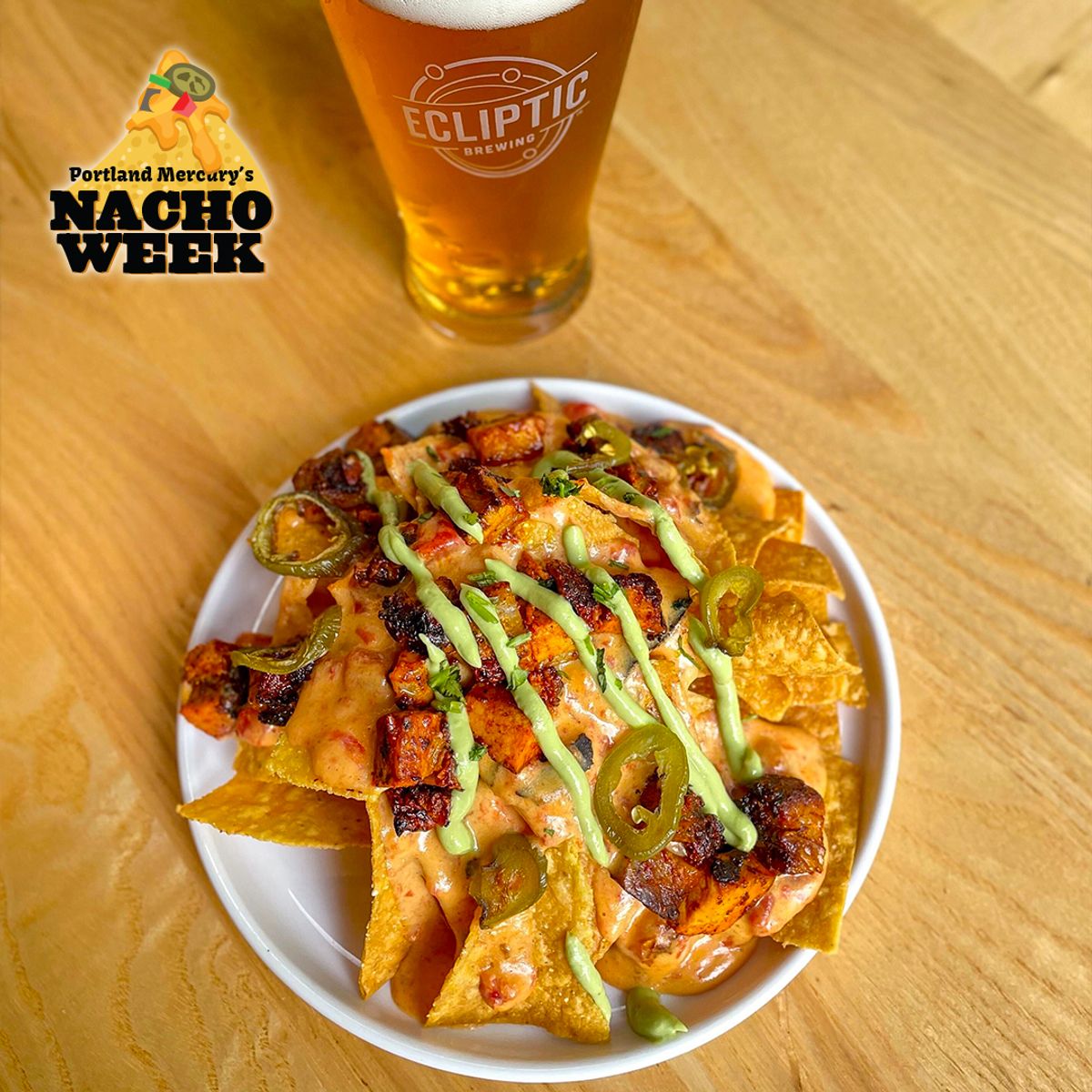 Achiote Pork Nachos at Ecliptic Brewing in Portland, Oregon Multiple