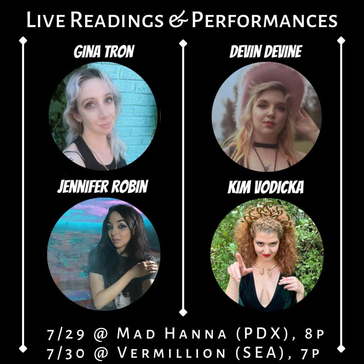 Jennifer Robin, Kim Vodicka, Devin Devine, and Gina Tron at Vermillion in  Seattle, WA - Saturday, July 30, 2022 - EverOut Seattle