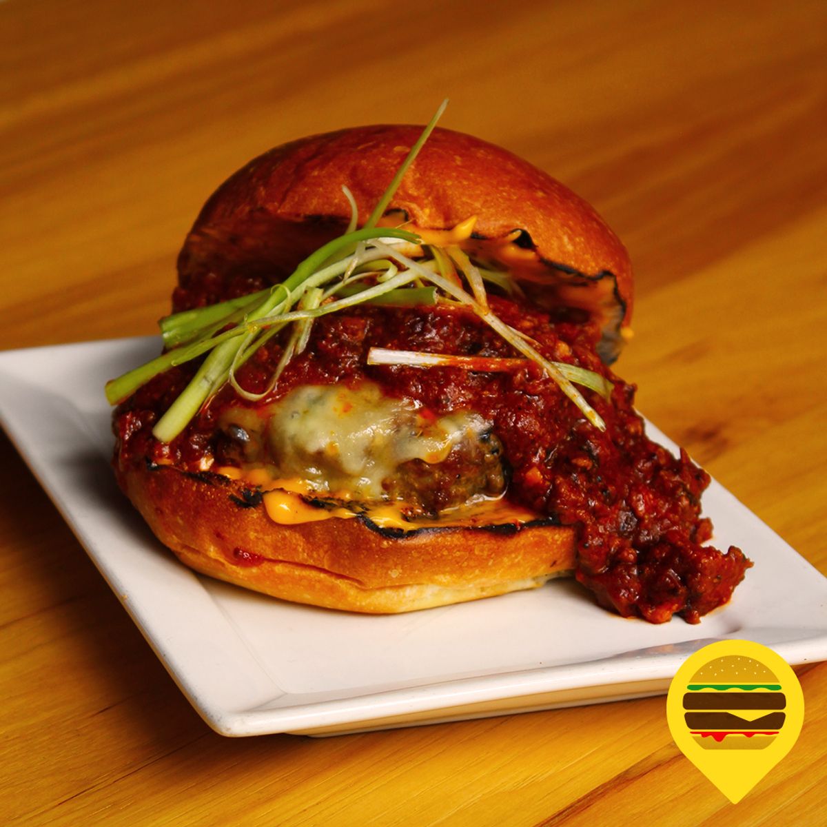Chorizo Chili Cheese Burger at Aji Tram Restaurant and Bar in Lake
