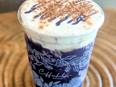 Coffeeholic House&rsquo;s crowd fave, the Coffeeholic Dream, comes with optional ube drizzle, pictured here, but that doesn&rsquo;t matter, as long as you get it with cheese foam. Nothing matters except cheese foam.