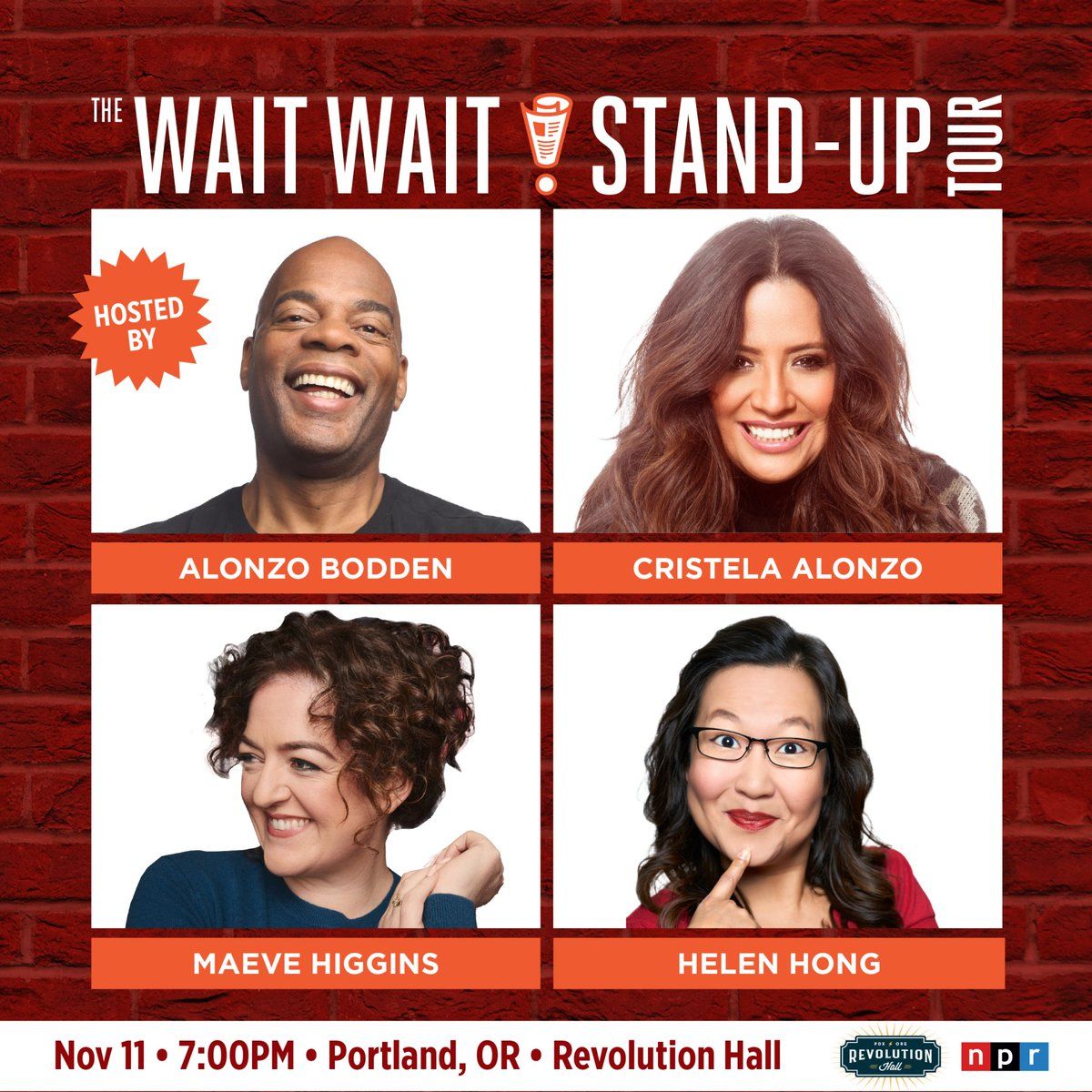 The wait wait stand up tour at revolution hall in portland or friday