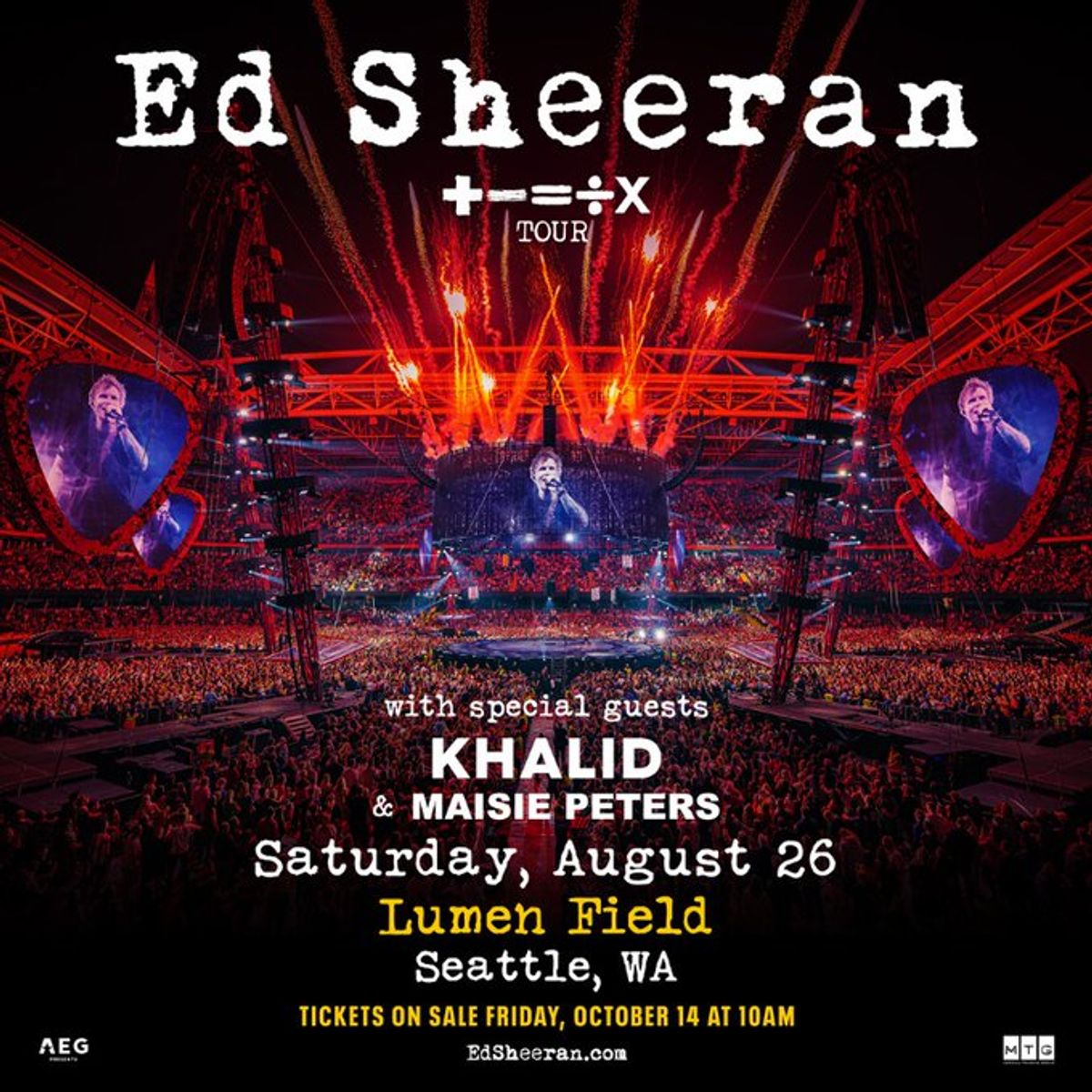Ed Sheeran: +–=÷x Tour at Lumen Field in Seattle, WA - Saturday, August ...