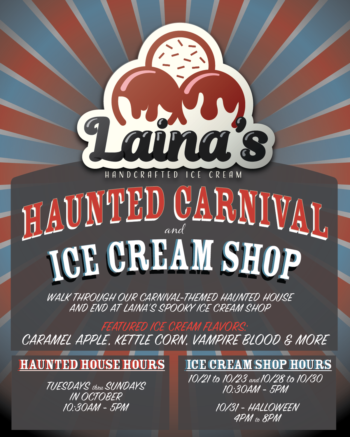 Laina's Haunted Carnival and Ice Cream Shop at The Stone House Cafe in