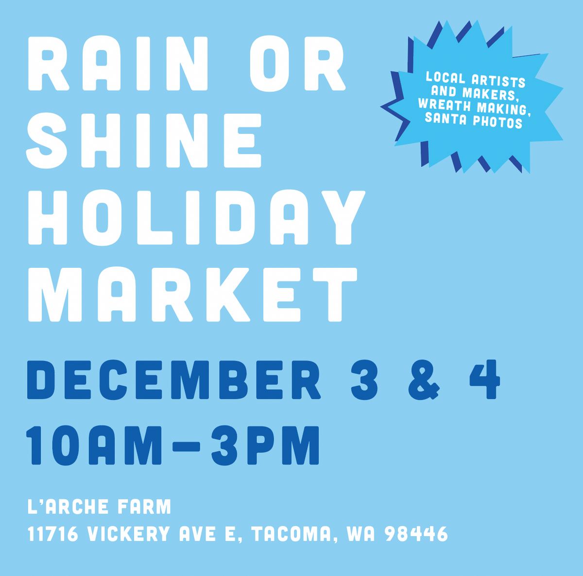 Rain or Shine Holiday Market at L'Arche Farm and Gardens in WA