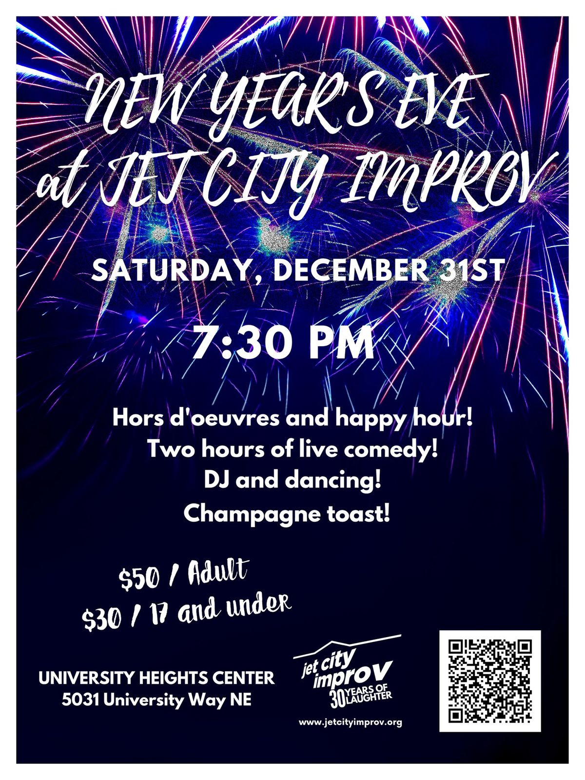 Jet City Improv New Year's Eve Bash at University Heights Center in