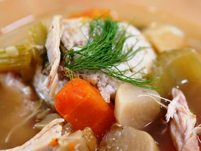 Cozy up with a bowl of matzo ball soup from <a href="https://everout.com/seattle/locations/dingfelders-delicatessen/l14826/">Dingfelder's Delicatessen</a>.