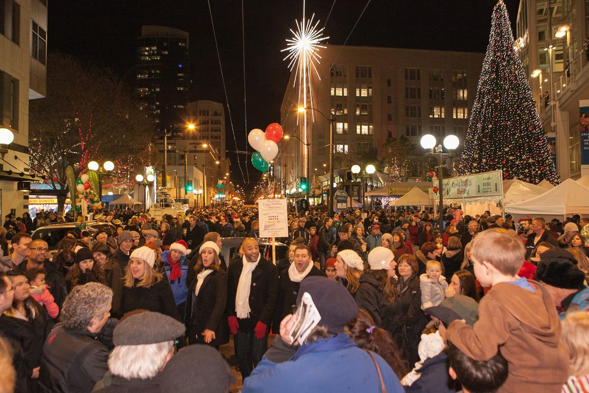 The Great Figgy Pudding Caroling Competition at Pike Place Market in