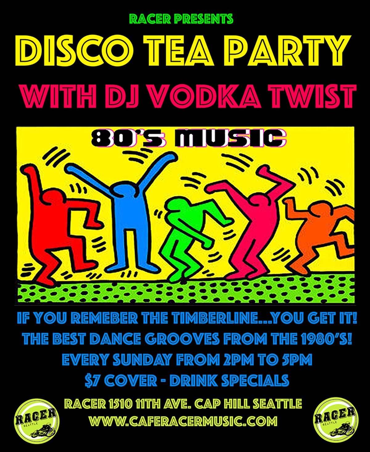 Disco Tea with DJ Vodka Twist at Cafe Racer in Seattle, WA Every