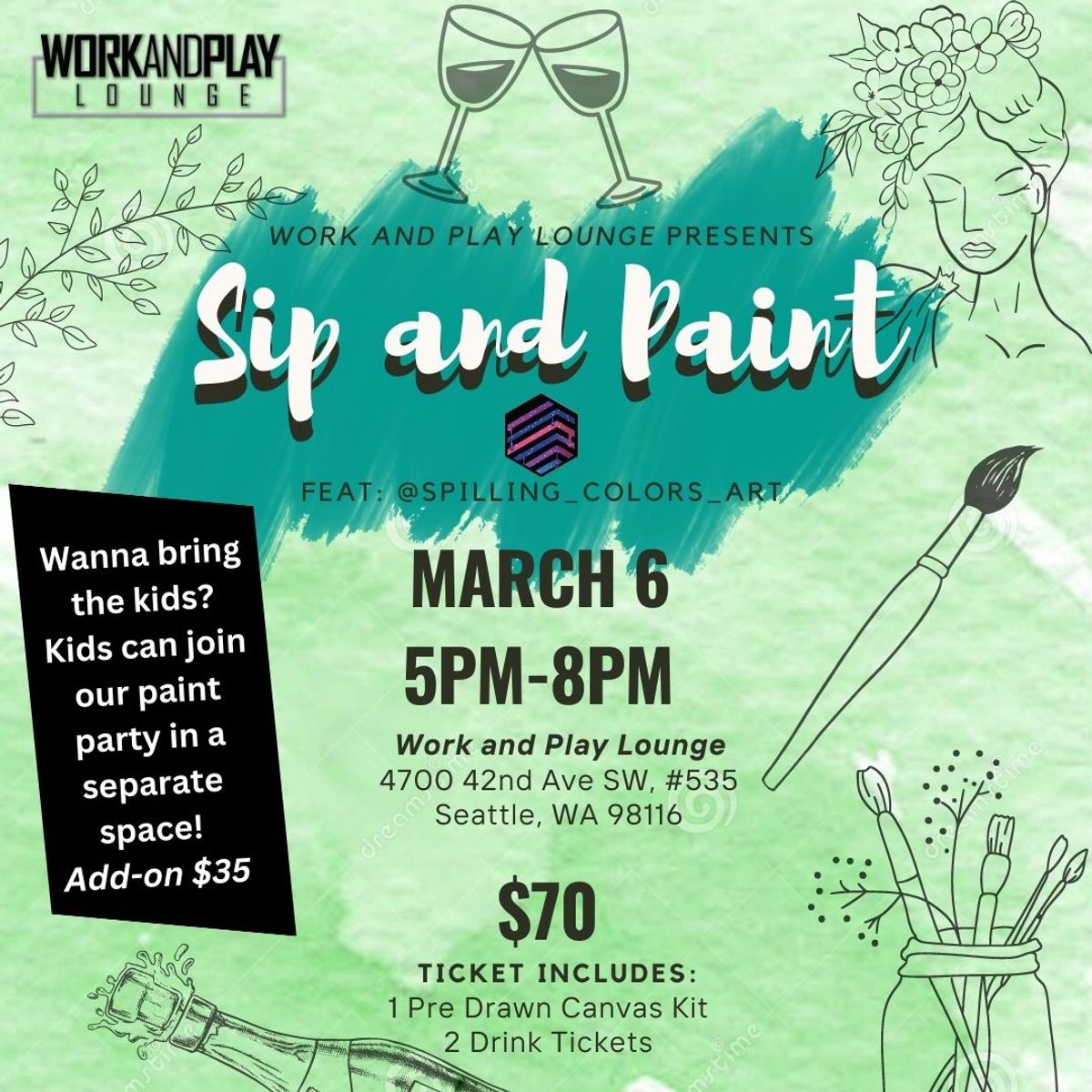 Work and Play Lounge Sip and Paint at Work and Play Lounge in Seattle