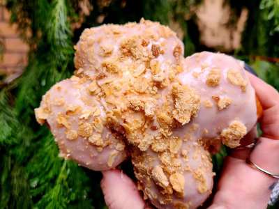 <a class="add-to-list-link" href="https://everout.com/portland/locations/doe-donuts/l20117/" data-model="attractions.location" data-oid="20117">Doe Donuts</a>' shamrock-shaped special is sure to bring you good luck.