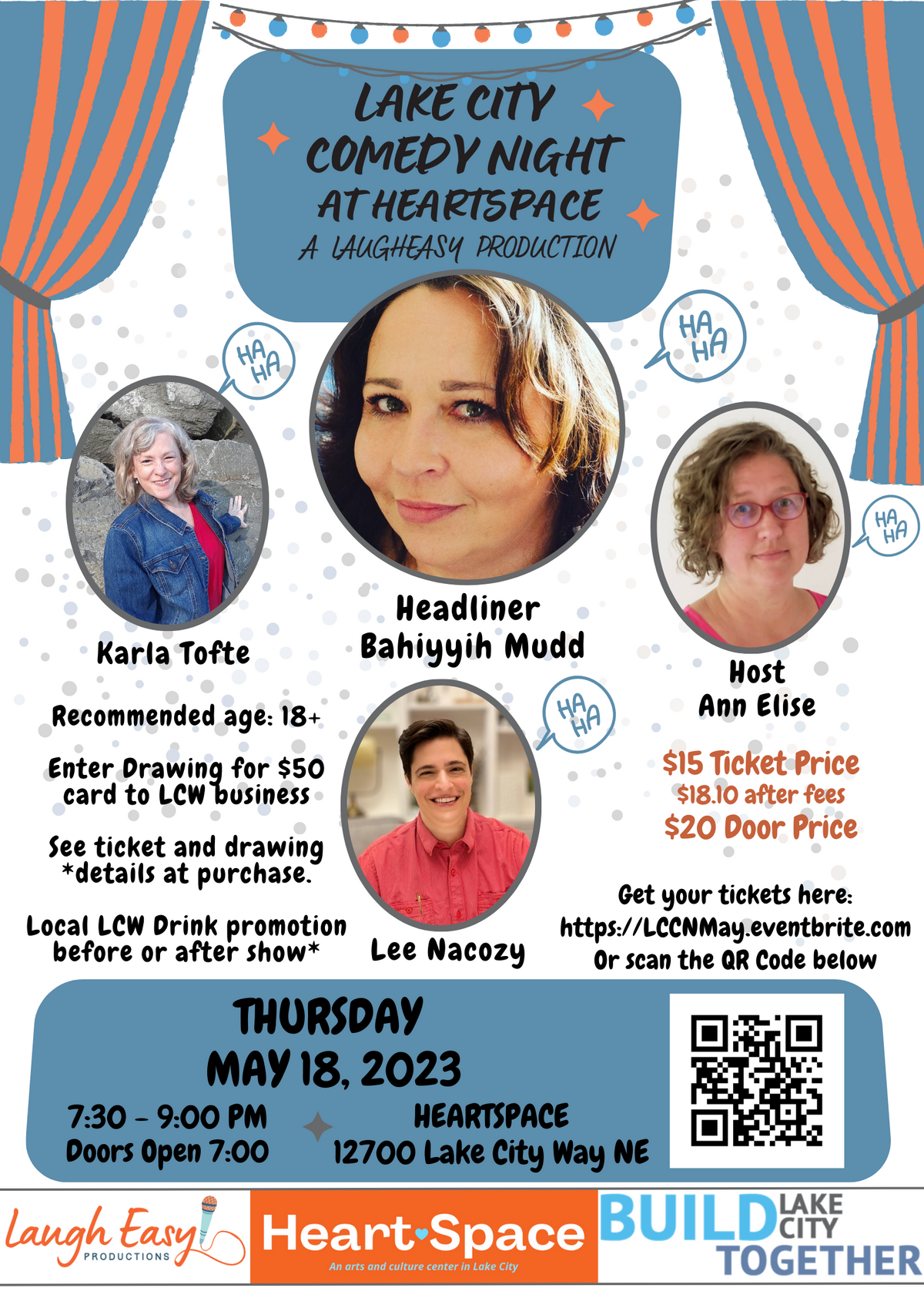 Lake City Comedy Night at HeartSpace in Seattle, WA - Thursday, May 18 ...