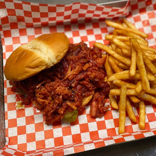 Sweet Home Pulled Pork Sandwich at Sweet Home Bar & Grill in Portland