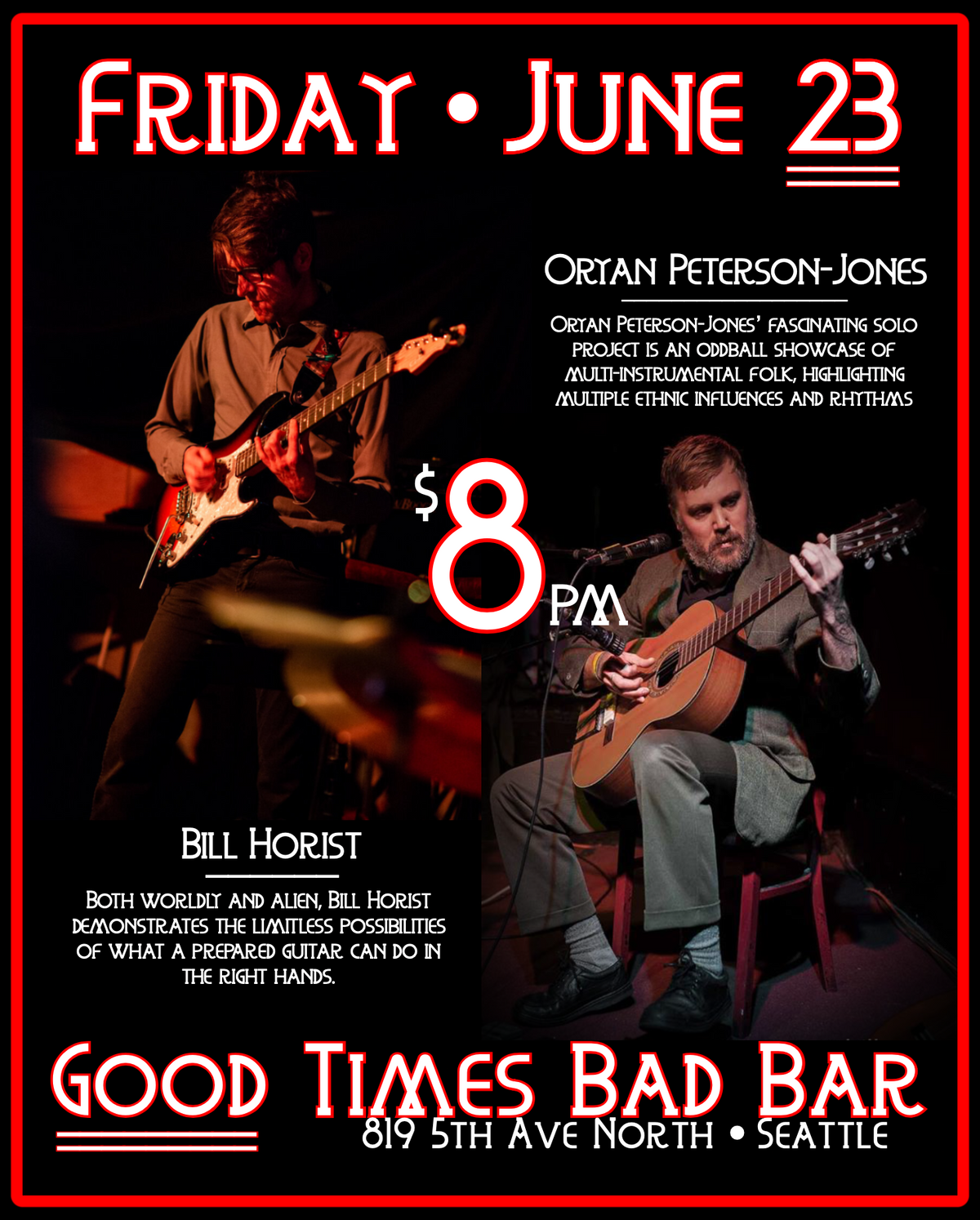 Bill Horist with Oryan Peterson-Jones at Bad Bar in Seattle, WA ...