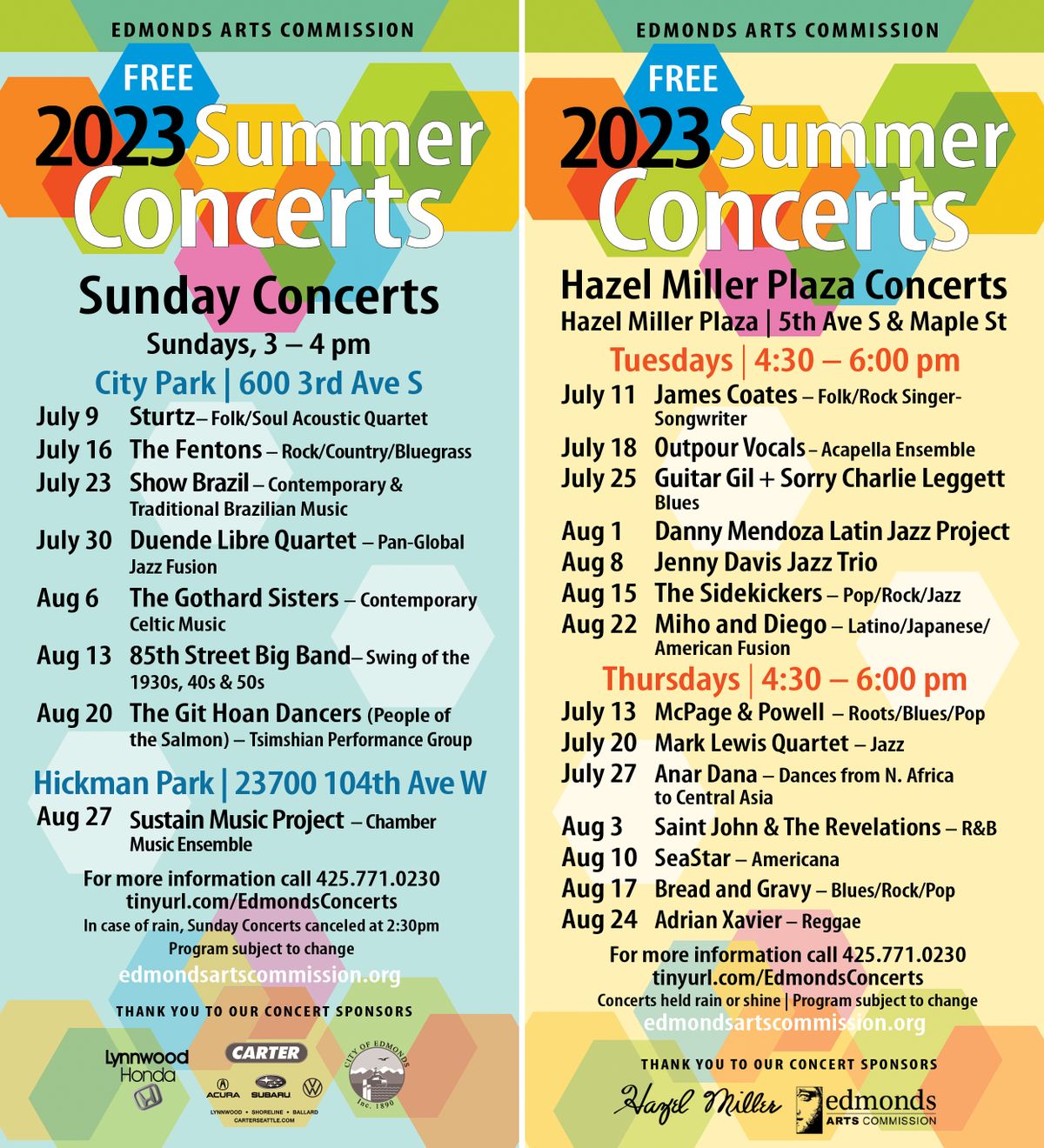 Free Summer Concerts in Edmonds Multiple dates through August 27