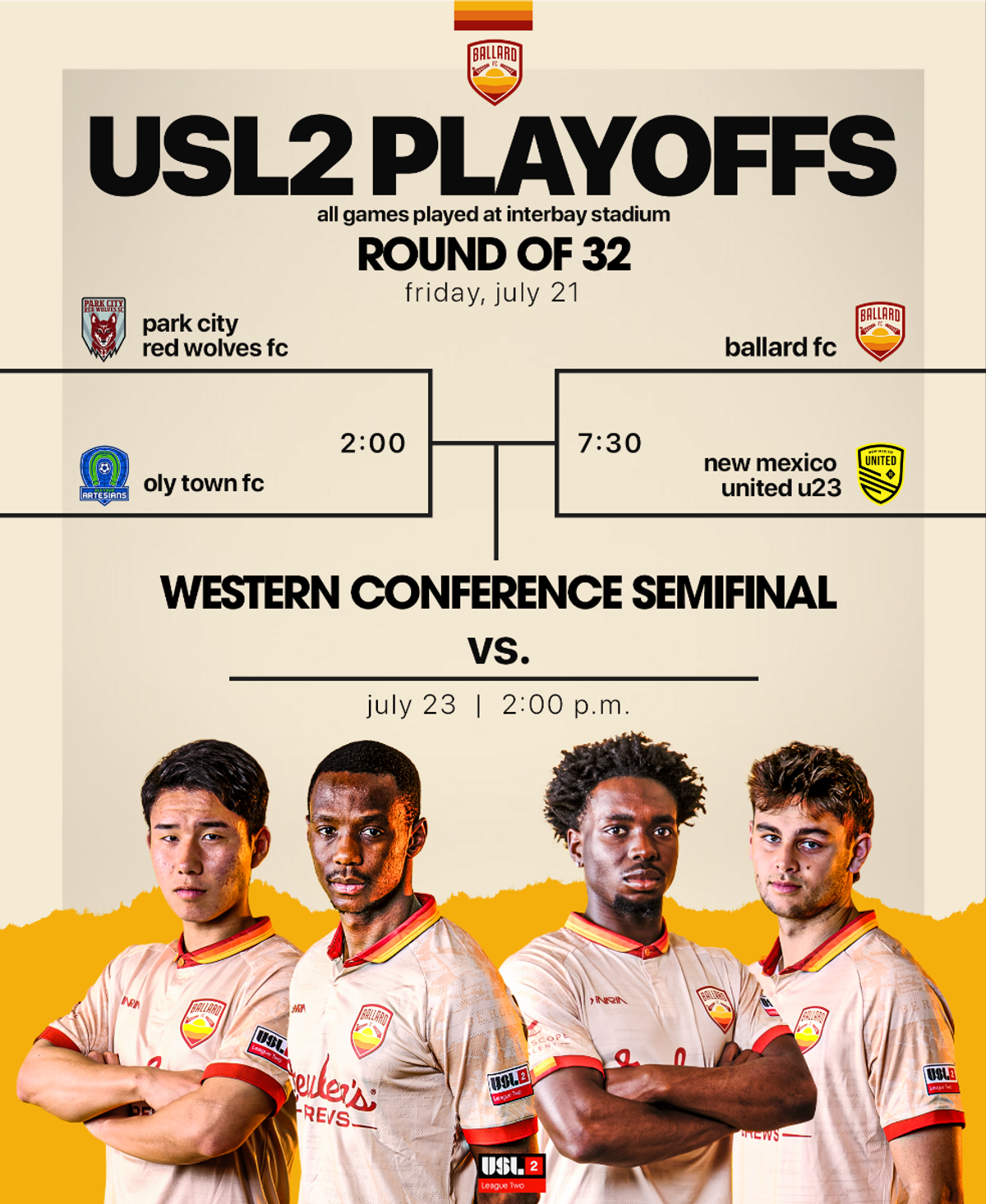 2023 USL2 Playoffs at Interbay Stadium in Seattle, WA Multiple dates