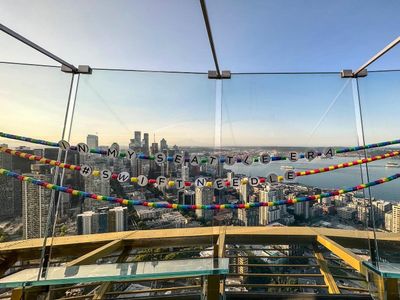 Bring your friendship bracelets to the [Blank] Space Needle for a photo op this weekend. (Note: The friendship bracelets have been moved to the base of the Needle.)