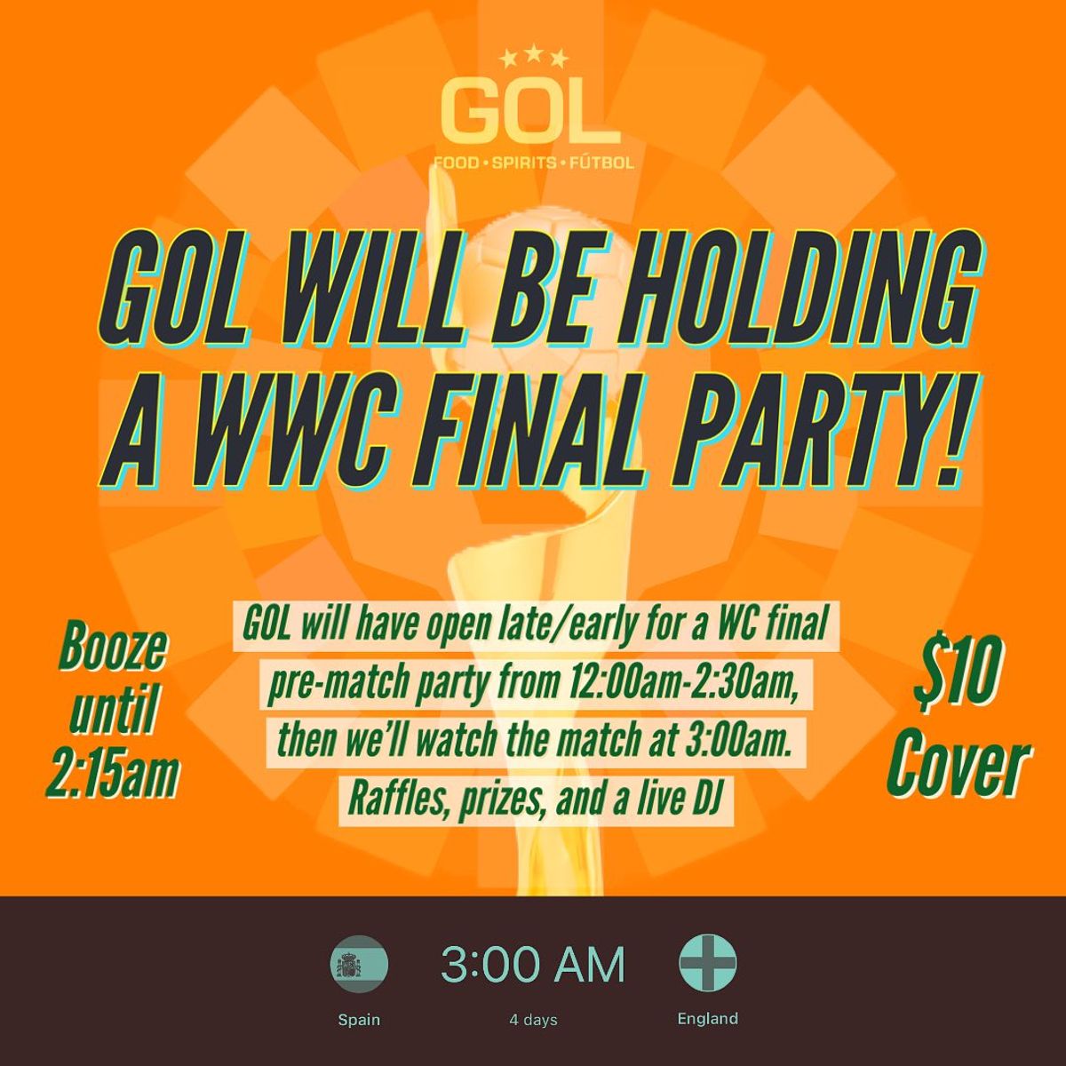 world cup final match watch party near me