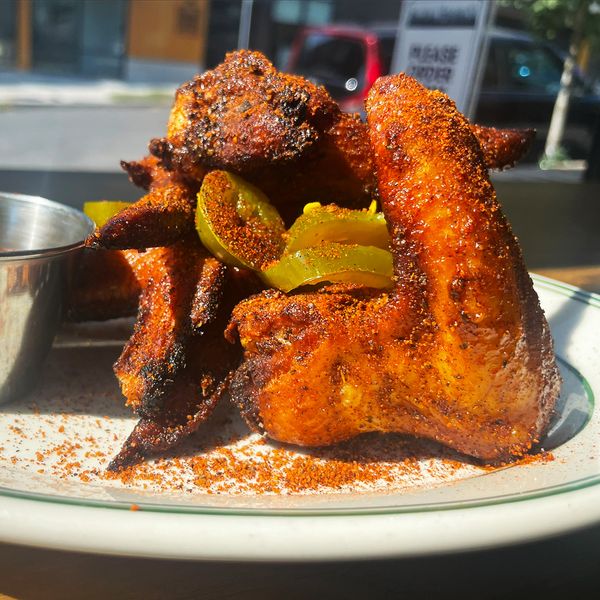 Smoked Garlic Buffalo Wings with Blue Cheese or Nashville Hot Dry Rub