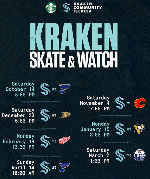 Kraken Skate & Watch Party at Kraken Community Iceplex in Seattle, WA ...