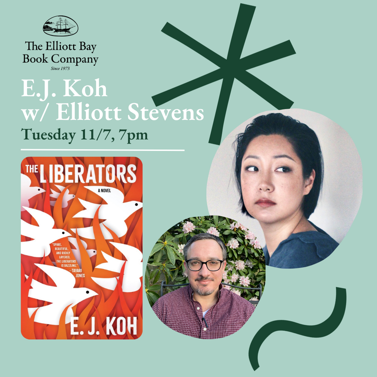 E.J. Koh with Elliott Stevens at Elliott Bay Book Company in Seattle, Washington — Tuesday, Nov. 7 ...