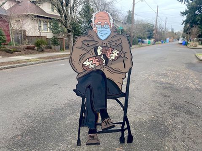 The internet is flooded with memes of Bernie Sanders <span style="text-decoration: line-through;">waiting in line at the DMV</span> at Biden's inauguration, but Portland artist Mike Bennett's handpainted <a href="https://everout.com/portland-mercury/events/mike-bennetts-bernie-sanders-meme/e40733/">cardboard cut-out version</a> definitely takes the cake. Go see it in the Alberta Arts District while you can.
