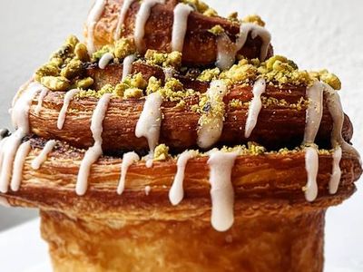 Saturday is National Croissant Day, and <a href="https://everout.com/portland-mercury/locations/baker-spice/l23545/">Baker &amp; Spice</a> will have special flavors for the occasion, like this dreamy cherry-filled, pistachio-topped number.