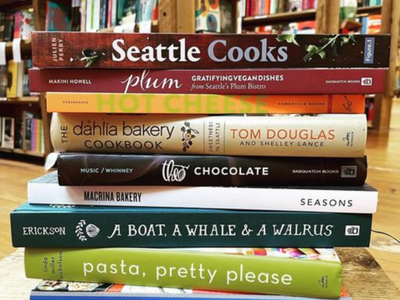 <a href="https://everout.com/stranger-seattle/locations/elliott-bay-book-company/l19567/">Elliott Bay Book Company</a>'s cookbook selection includes lots of titles from local chefs and writers to help you revitalize your home cooking.