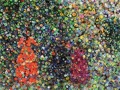 See Marco Diaz's exuberant acrylics, like <i>Mother and Daughter</i>, at ArtXchange's <i><a href="https://www.thestranger.com/events/42136530/a-circle-around-the-sun">A Circle Around the Sun</a></i>.