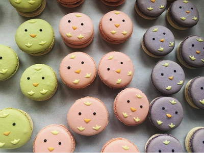 <a href="https://www.thestranger.com/locations?keywords=fuji%20bakery">Fuji Bakery</a> is baking up adorable baby chick macarons in pink, purple, and green to mark the advent of spring.