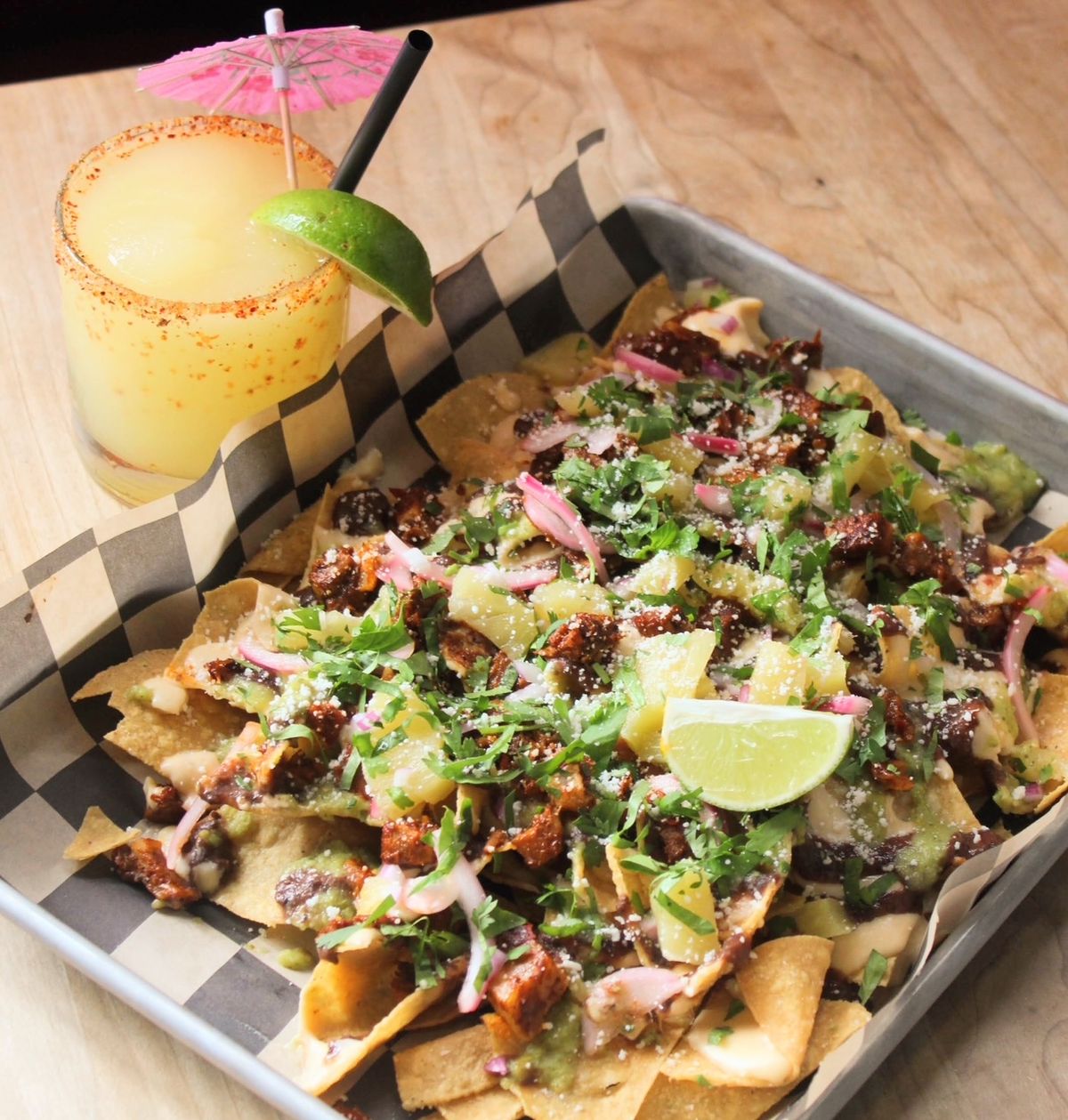 Pork Belly Al Pastor Nachos at Bunk Bar in Portland, OR - Multiple ...
