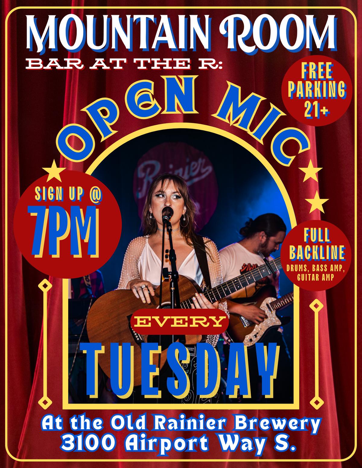 Open Mic at the Old Rainier Brewery at The Mountain Room: Bar at the R ...