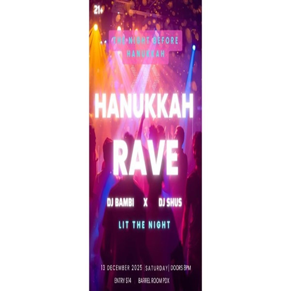 Hannukkah Rave 2025 at Barrel Room Portland in Portland, OR - Saturday ...