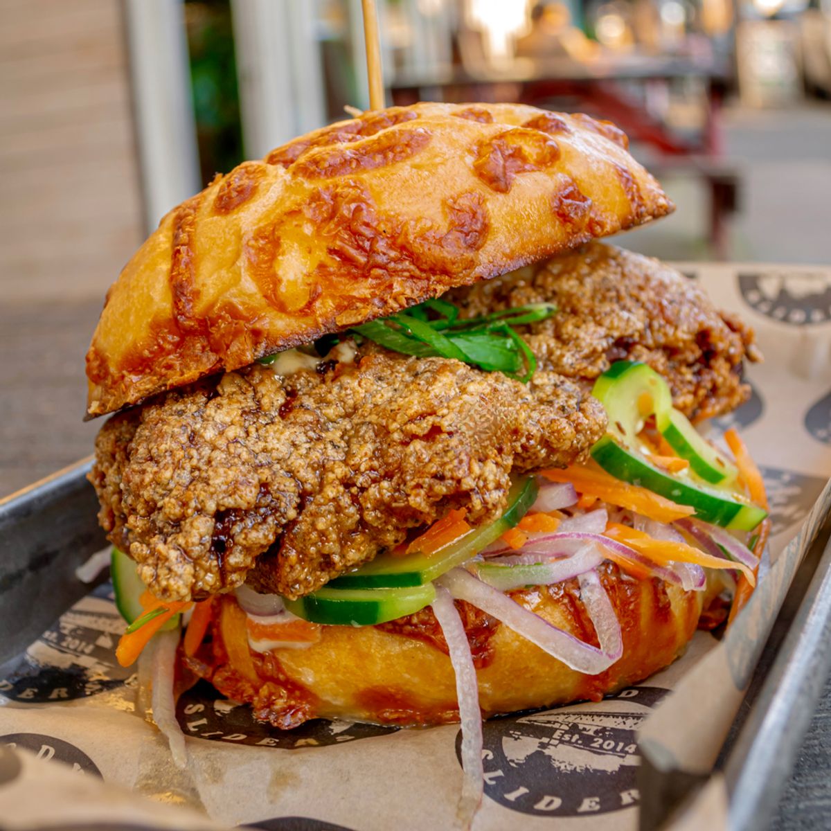 Smoked Crispy Bourbon Chicken Sandwich 🔥🥃 @ PDX Sliders