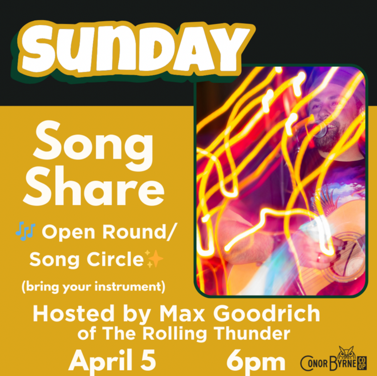 Sunday Song Share at Conor Byrne Co-op Hosted By Max Goodrich of The ...