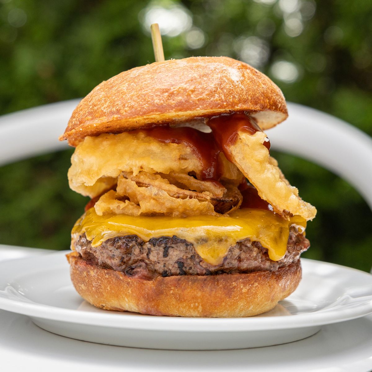 Onion Ring BBQ Burger @ Papa Haydn (East)