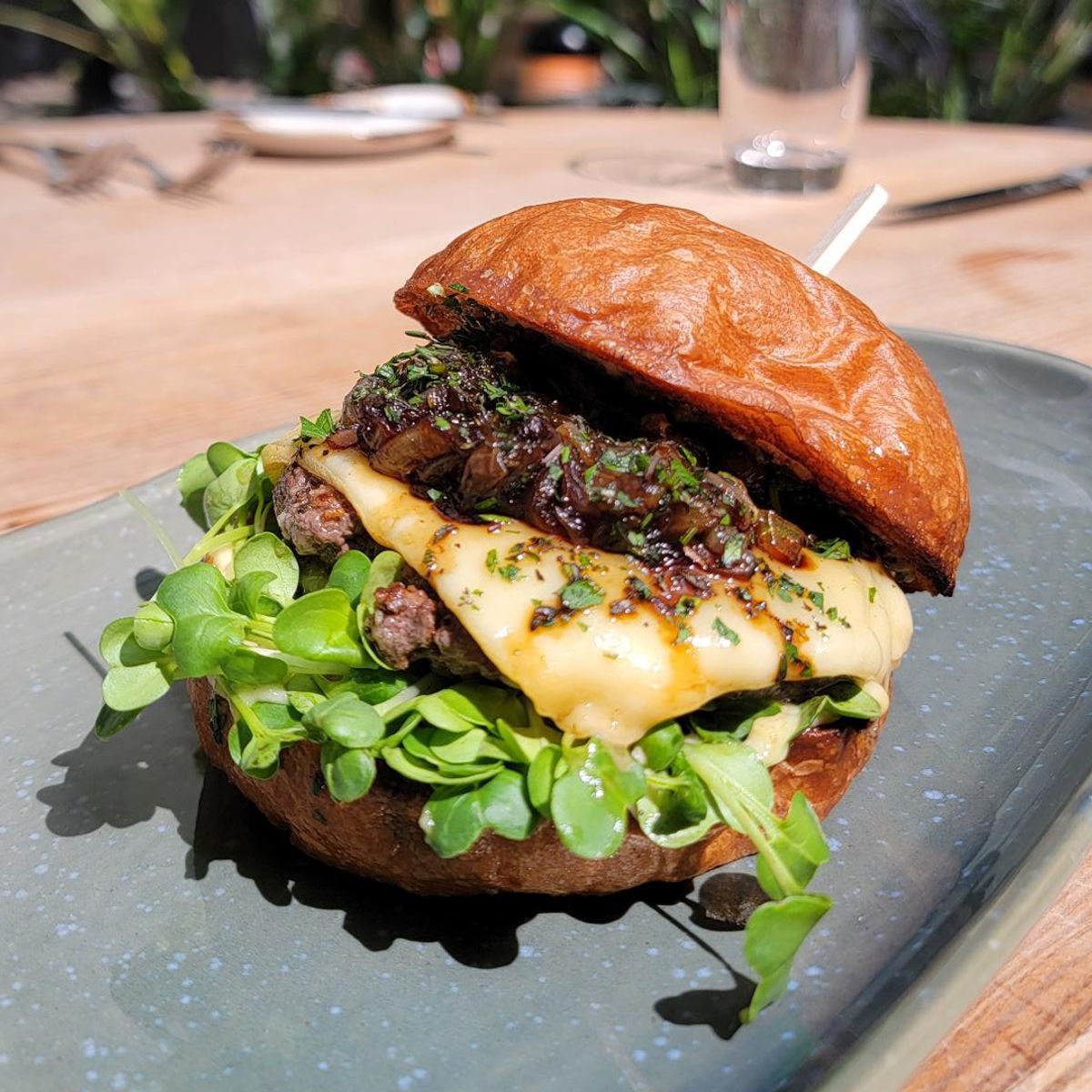 French Onion Smash Burger @ Urban Farmer