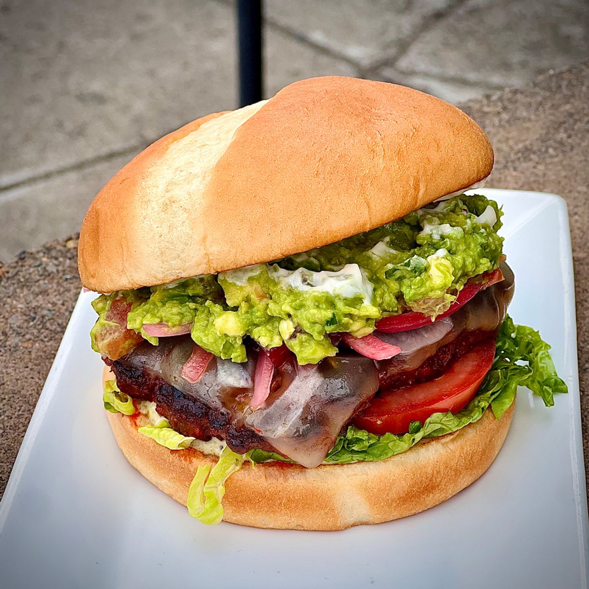 The Chorizo Guac Burger @ Three Mermaids Public House