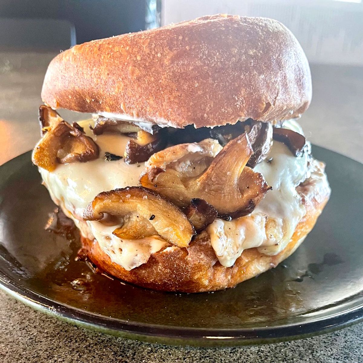 Service Mushroom Swiss Burger @ Brix Tavern