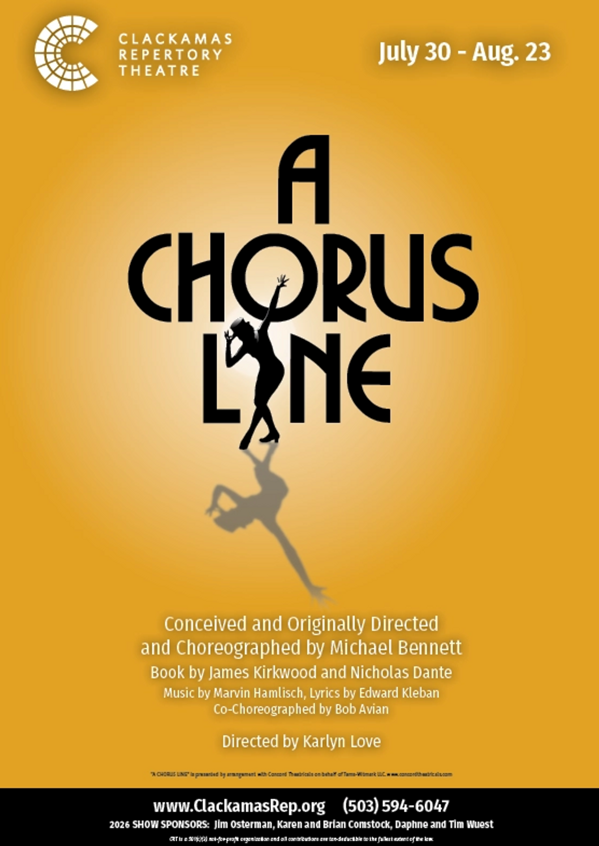 A Chorus Line at Clackamas Repertory Theatre in Oregon City, OR