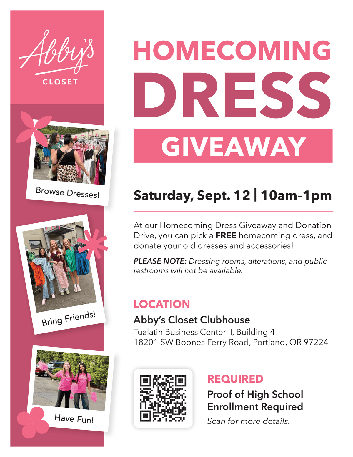 homecoming dress giveaway Abby's Closet FREE at Abby's Closet Clubhouse in Portland, OR - Saturday, September 12 Christmas Wear
