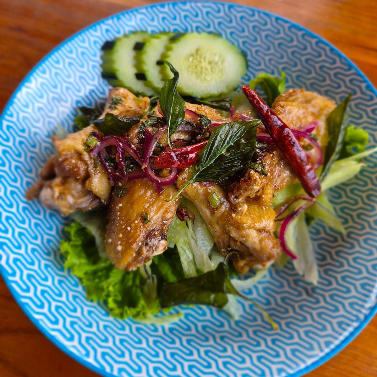 Larb wings @ Rukdiew Cafe