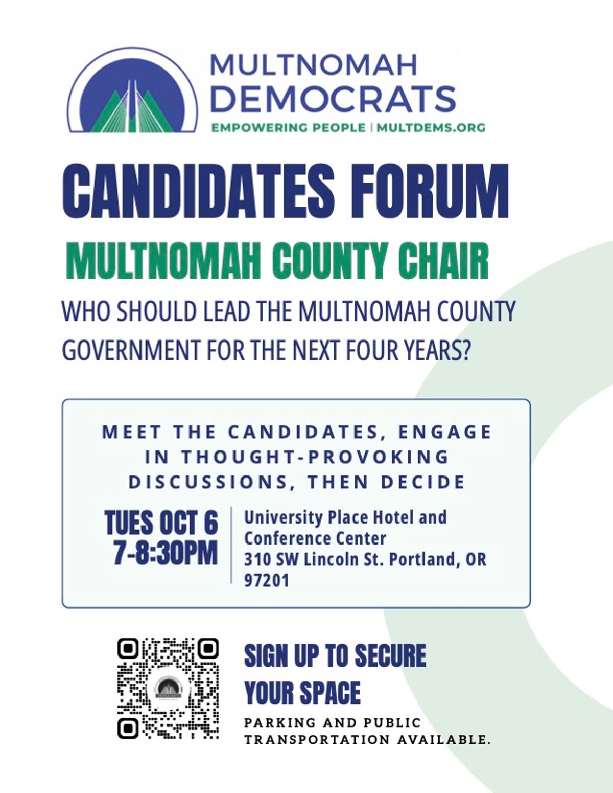 Multnomah County Chair Candidate Forum at University Place Hotel in ...