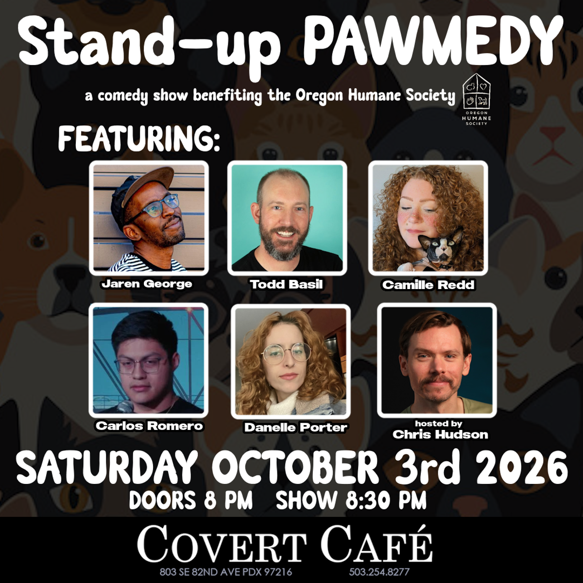 Stand-up PAWMEDY at Covert Café in Portland, OR - Saturday, October 3 ...