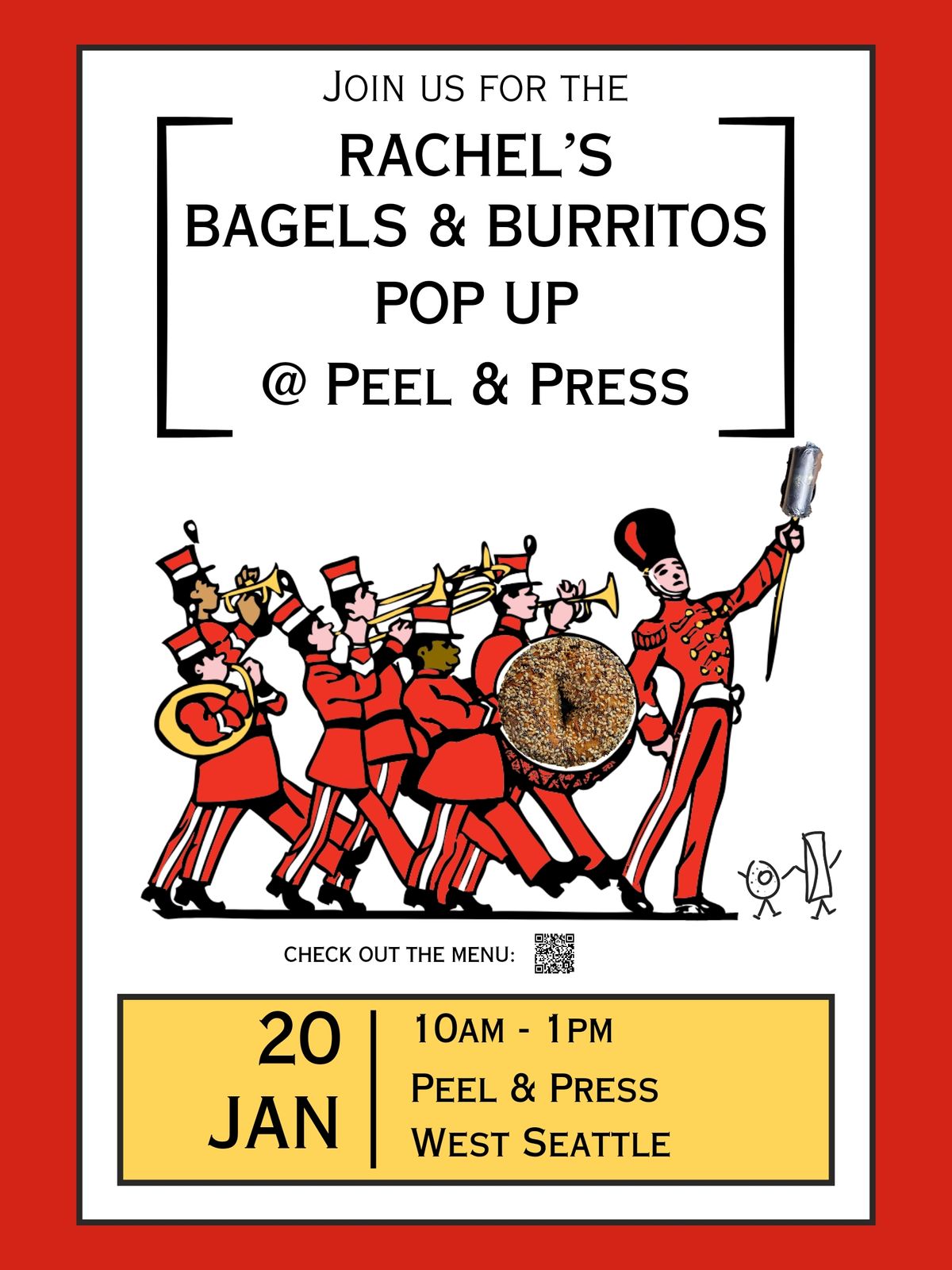 Rachel’s Bagels and Burritos Pop-Up at Peel & Press in Seattle, WA  – Saturday, January 20 – EverOut Seattle