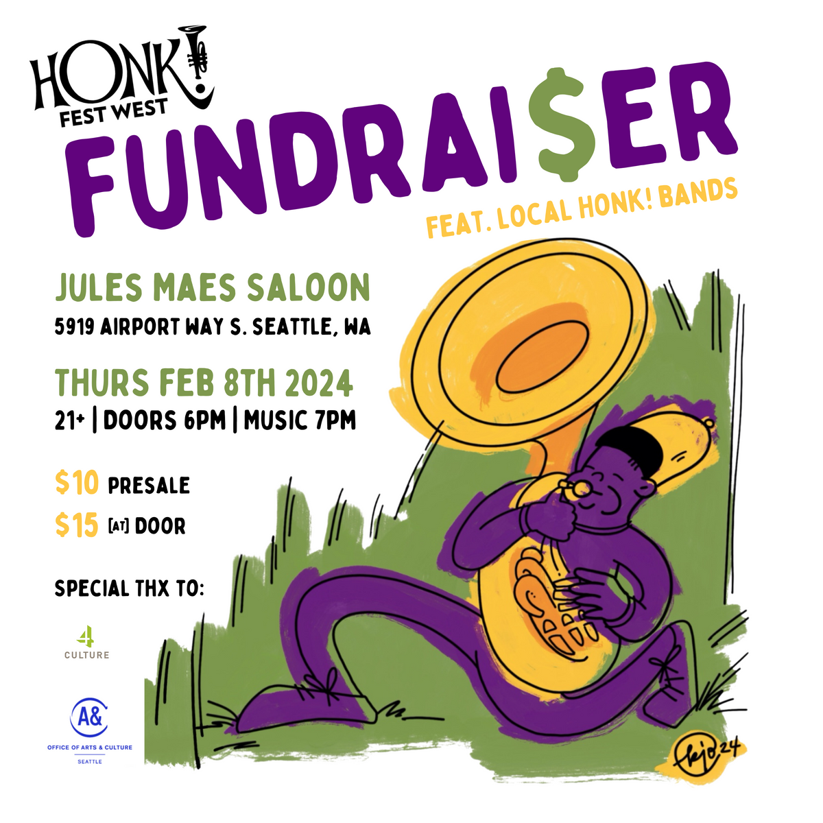 HONK! Fest West Fundraiser at Jules Maes Saloon in Seattle, WA