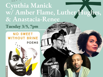 Cynthia Manick with Poets Amber Flame, Luther Hughes, and Anastacia-Reneé