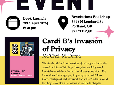 'Cardi B's Invasion of Privacy' 33 1/3 Book Launch with Ma'Chell M. Duma