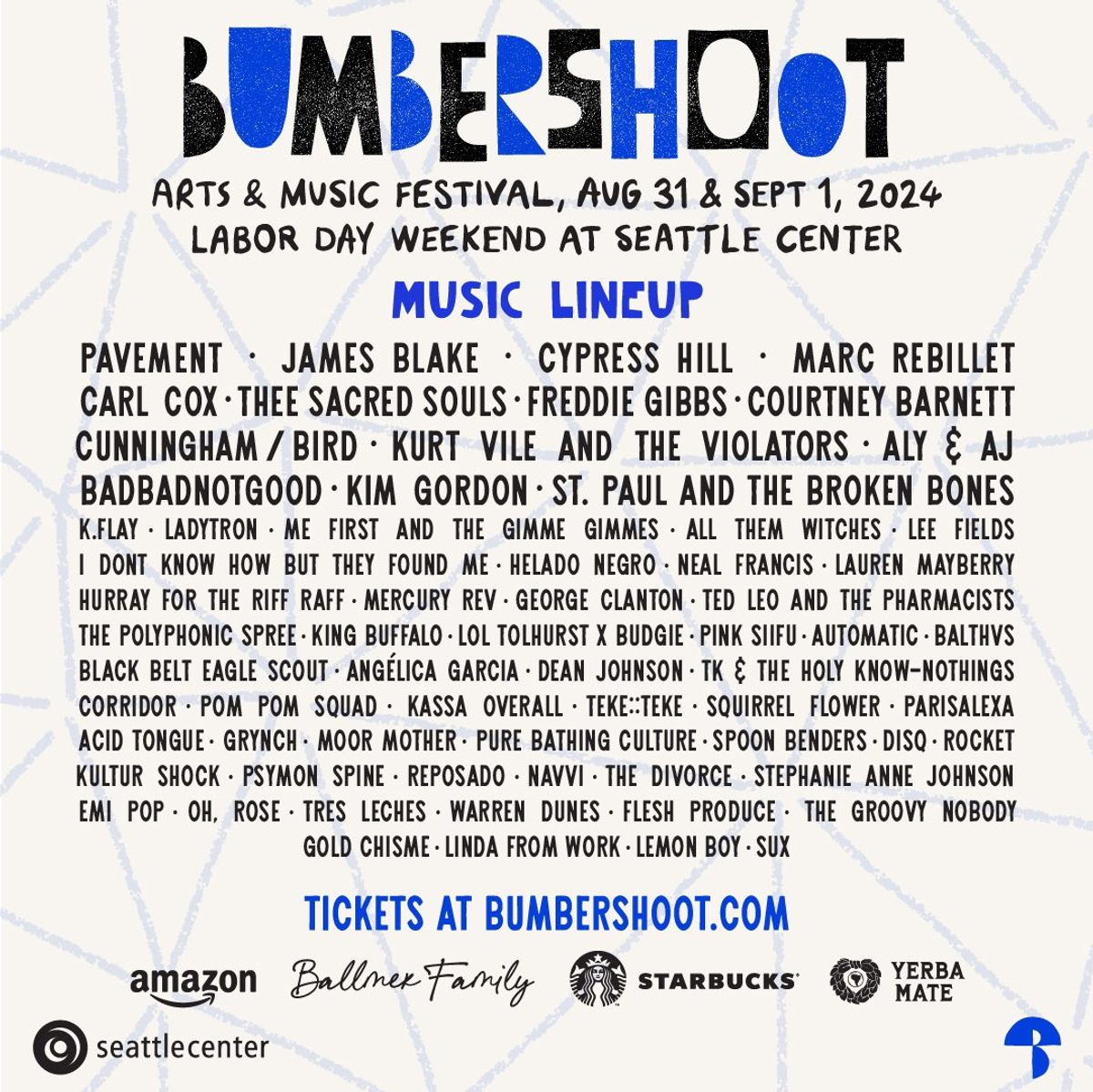 Bumbershoot 2024 at Seattle Center in Seattle, WA Every day, from